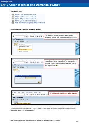 Tutoriel Demande d'Achat SAP