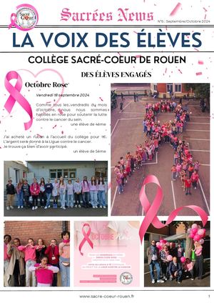 Sacrées News : La Voix Des Elèves N°6 Septembre Octobre 2024