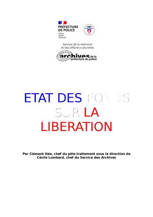 80 Ans De La Libération Guide Des Sources Archives De La Préfecture De Police