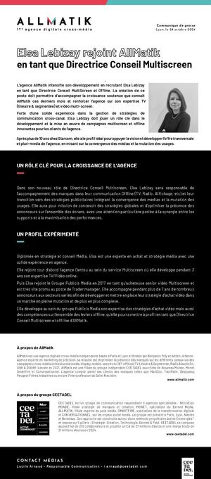 Elsa Lebizay rejoint AllMatik en tant que Directrice Conseil Multiscreen