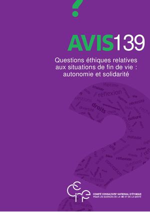 Avis 139 Enjeux Éthiques Relatifs Aux Situations De Fin De Vie Autonomie Et Solidarité 0