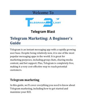 Telegram Marketing A Beginner's Guide
