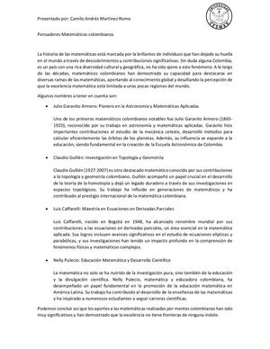 Pensadores Matemáticos Colombianos