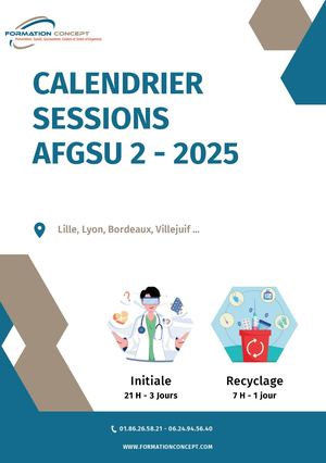 Calendrier Session Afgsu 2 2025