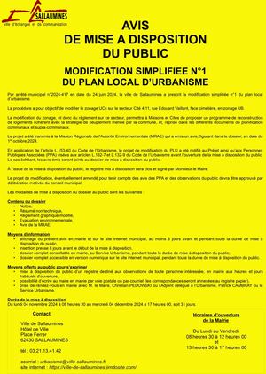 Modification simplifiée PLU n° 1- Dossier Complet