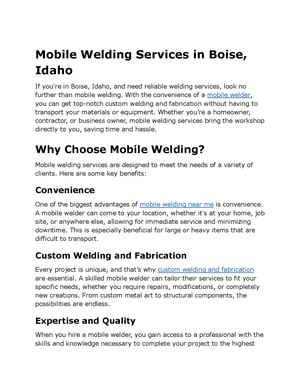 Mobile Welding Services