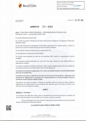 Fichier Parution Des Arrêtés 24 569 à 24 574 Du 24 10 2024