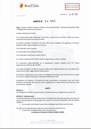 Fichier Parution Des Arrêtés 24 565 à 24 568 Du 23 10 2024