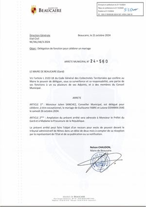 Parution Des Actes Administratifs D'aujourd'hui, Arrêtés (1)