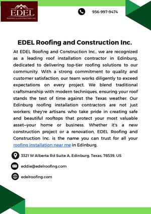 Edel Roofing And Construction Inc