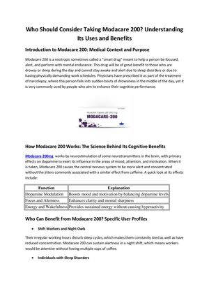 Who Should Consider Taking Modacare 200