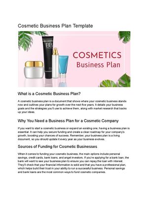 Cosmetic Business Plan Template
