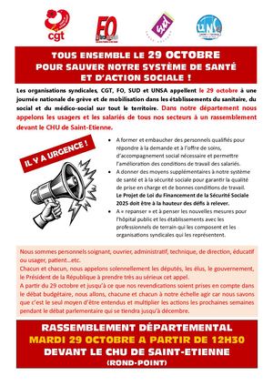 Tract Unitaire 29 Octobre PLFSS