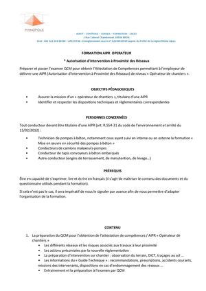 Programme Aipr Operateur