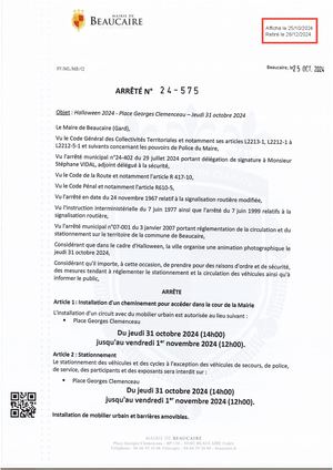 Fichier Parution Des Arrêtés 24 575 à 24 580 Du 25 10 2024