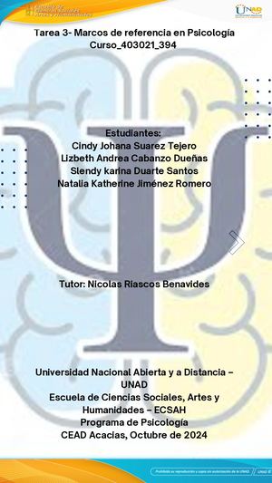 Marcos  de referencia en Psicología