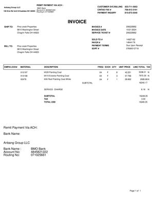 Anbang Painting Inc Invoice
