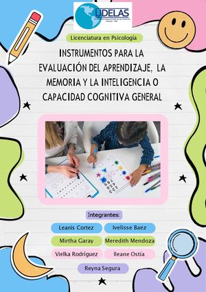 Instrumentos para la evaluación del aprendizaje, la memoria e inteligencia o capacidad cognitiva general