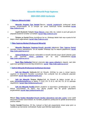 Güvenilir Mimarlık ÖDev Yaptırma