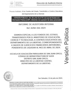 Escuela San Juan Opico Examen De Auditoría (1)