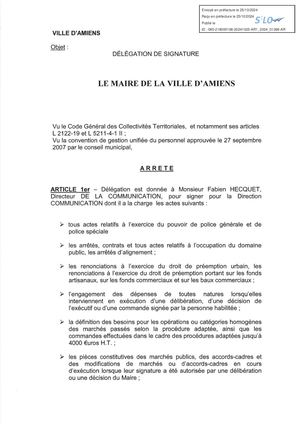 Ar1-2024-01266 Délégation De Signature Est Donnée à M F Hecquet, Directeur De La Communication