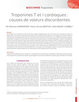 Troponines T et I cardiaques : causes de valeurs discordantes