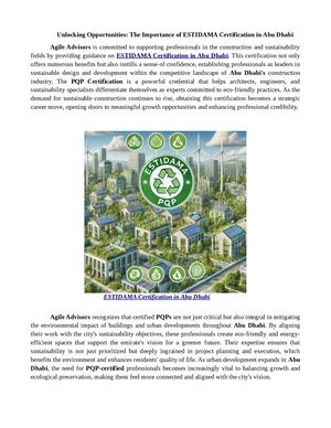 Unlocking Opportunities: The Importance of ESTIDAMA Certification in Abu Dhabi