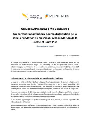 CP lancement Cartes Magic X Groupe NAP