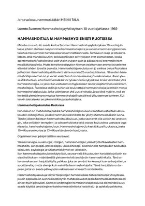 Hammashoitajat ja hygienistit Ruotsissa 1969