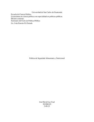 La Problemática De La Desnutrición en Guatemala