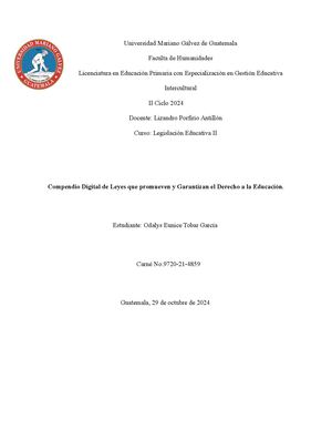 Compendio Digital De Leyes Que Promueven Y Garantizan El Derecho A La Educacion