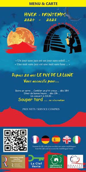 Menu et carte Puy de La Lune