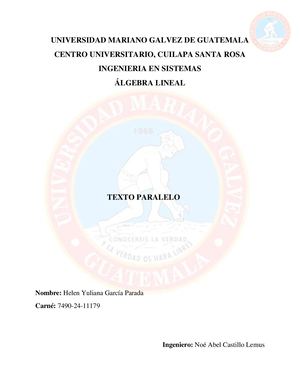 Álgebra Lineal, Texto Paralelo, Universidad Mariano