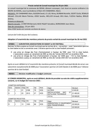 Compte Rendu Conseil Du 29 06 2021 M