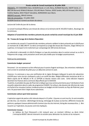 Compte Rendu Conseil Du 20 07 2020