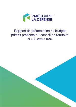 Rapport de présentation du budget primitif2024