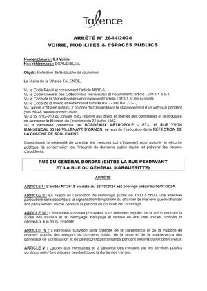 Calaméo - Arrete 2644-2024 - Arrete 2615 2024 Proroge Au 6 11 2024 Tx ...