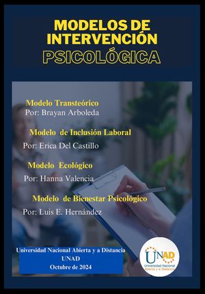 Modelos De Intervención En Psicología