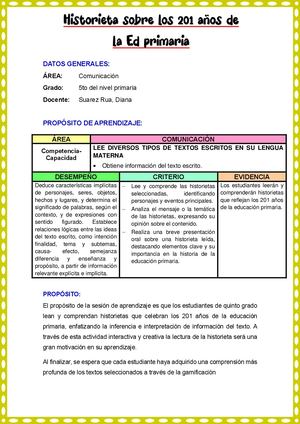 Historieta 201 años de la ED Primaria