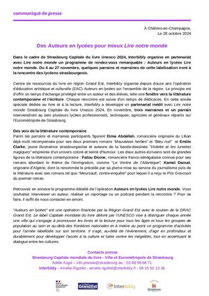 Communiqué de presse_Auteurs en lycées_Lire Notre Monde 24