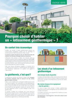 Afpac Fiche Géothermie Accédants - Pourquoi choisir d'habiter un lotissement géothermique ?