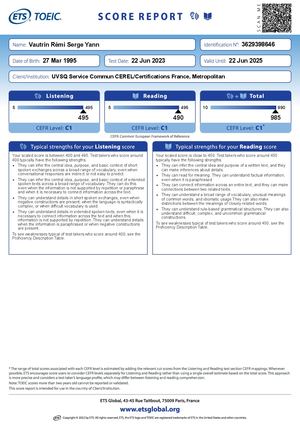 Rémi Vautrin Tanifuji - TOEIC