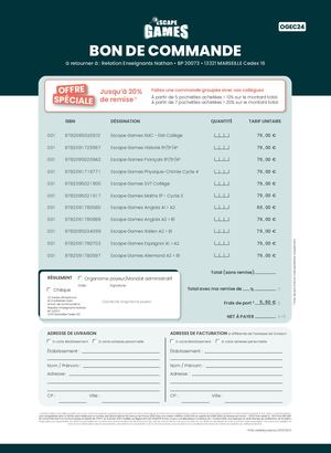 Bon De Commande Escape Games 2024