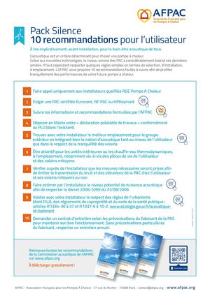 Afpac - Fiche Acoustique - 10 Recommandations Utilisateur