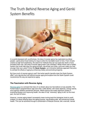 The Truth Behind Reverse Aging And Genki System Benefits