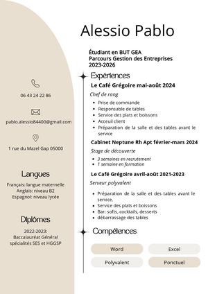 Lettre de motivation et CV Pablo Alessio