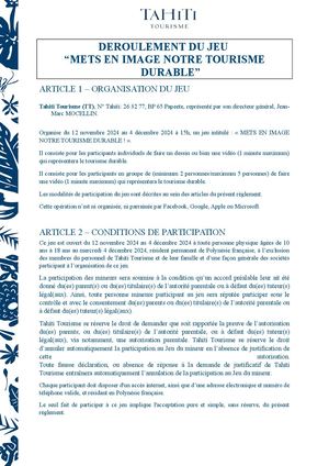 Règlement - Jeu Mets En Image Notre Tourisme Durable