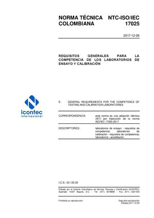 Norma Tecnica Colombiana Ntc Iso Iec 17025 2017