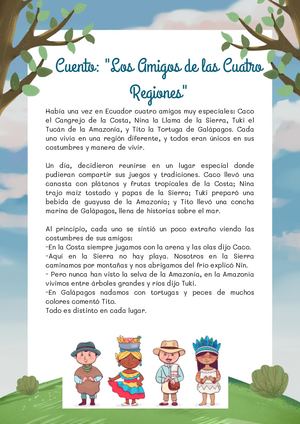 Cuento Los Amigos De Las Cuatro Regiones