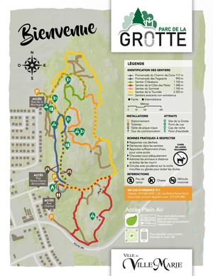 Carte Sentiers Parc de la Grotte de Ville-Marie